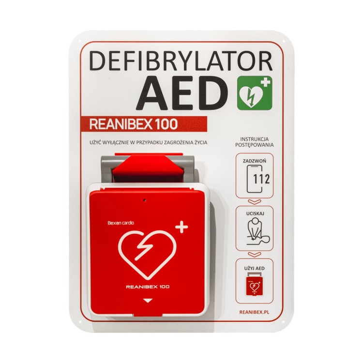 Tablica ścienna do defibrylatora AED Reanibex 100.jpg